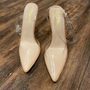 New Azalea Wang Baxter Clear Stacked Arylic High Heels Size 8.5 Womens Clear